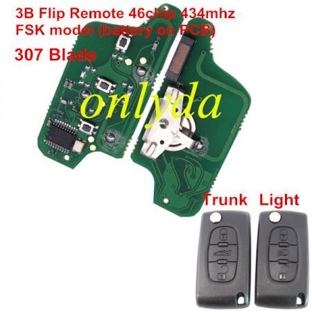 3B Flip Remote Key 433mhz (battery on PCB) FSK model with 46 chip