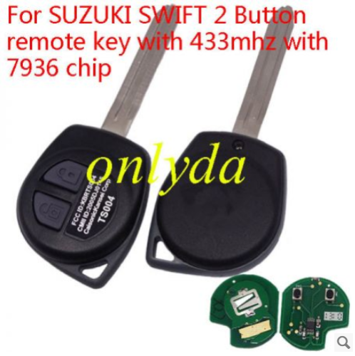 For SUZUKI SWIFT 2 Button remote key with 433mhz with 7936 chip