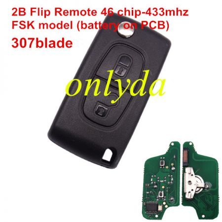 2B Flip Remote Key 433mhz (battery on PCB) FSK model with 46 chip