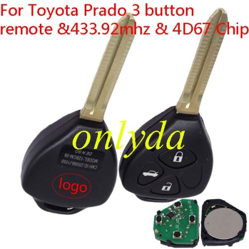 Toyota alphard 4 button remote with 434mhz After 2005 year with 4D67 Chip