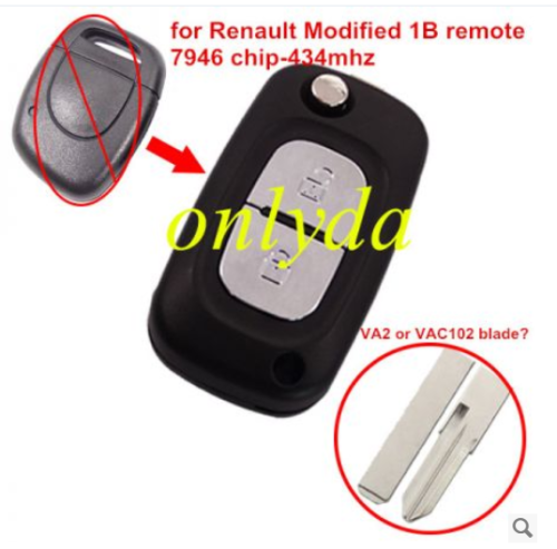 for Renault Modified 1 button remote key7946 chip-434mhz