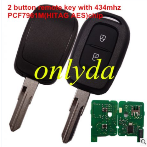 Renault 2 button remote key with PCF7961M(HITAG AES)chip-434mhz    FSK     