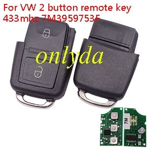For VW 2 button remote key 433mhz 7M3959753F
