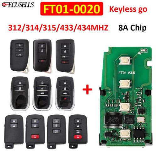 Lonsdor FT01-0020 314/312/433MHz Smart Remote Car Key Keyless go Control Transmitter Circuit Board PCB 8A Chip for Toyota/Lexus