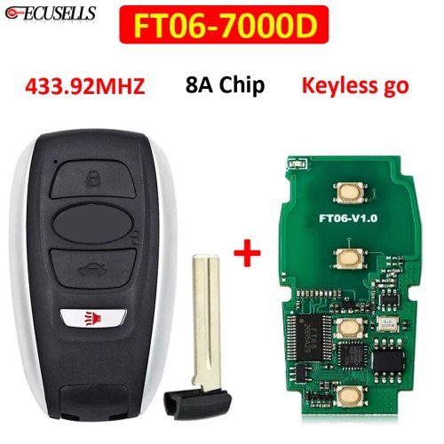 3+1 Button Keyless Go Smart Remote Key 433.92Mhz 8A Chip for Subaru STI WRX Board: 7000 Lonsdor FT06-7000D TOY12 with Small Key
