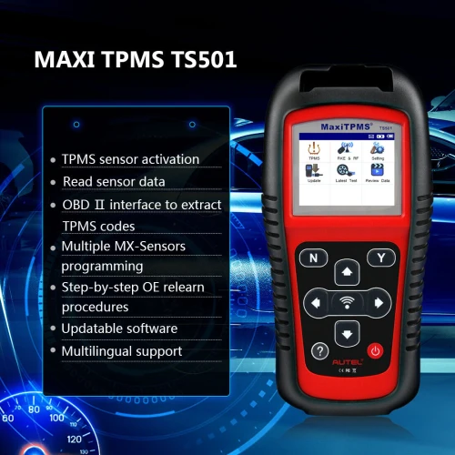 Autel MaxiTPMS TS501 Relearn Tool TPMS Reset, TPMS diagnose, Read/ clear TPMS DTCs, Sensor Activation, Program MX-Sensor, Key