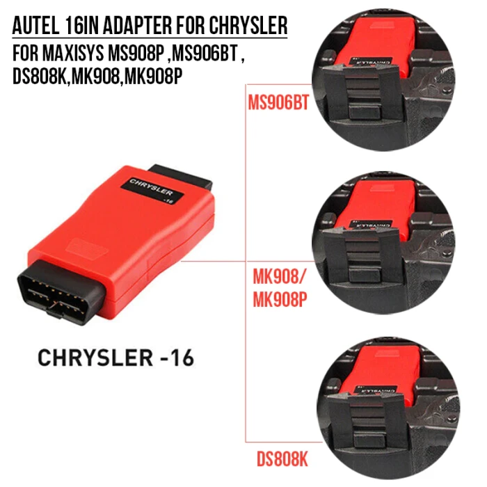 Autel 16Pin Adapter for Chrysler 16 Pin for Diagnostic Tool Maxisys pro MS908p ,MS906BT ,DS808K,MK908 Connector for MK908P