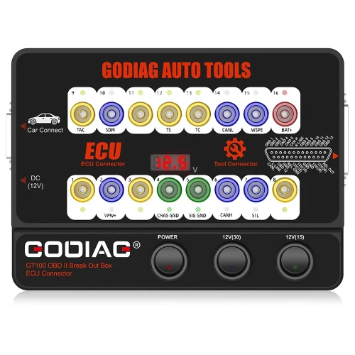 GODIAG GT100 AUTO TOOLS OBDII Break Out Box ECU Connector OBDII 16PIN Protocol Detector Breakout