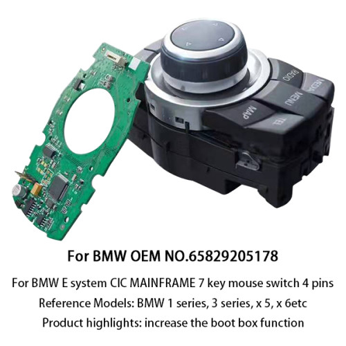 BMW multimedia mouse control board, support BMW E series, CIC host, 7-button mouse switch, 4-pin Product Highlights: Add Boot Box Function OEM NO.65829205178