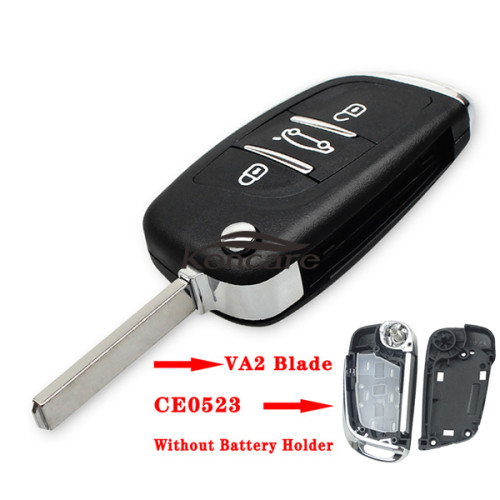 modified replacement key shell with 3 button with VA2 blade Without battery clip
