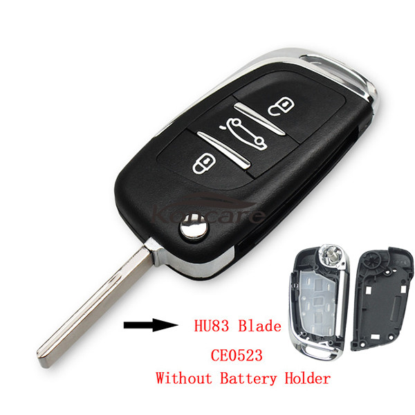 modified replacement key shell with 3 button with HU83 blade Without battery clip