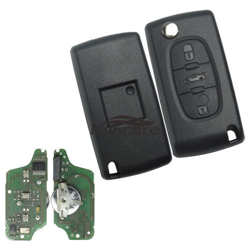 original for Peugeot 3 Button Flip Remote Key with 433mhz (battery on PCB) with FSK model with 46 chip