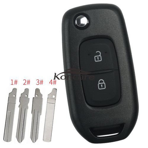 Renault 2 button flip remote key blank, please choose the blade