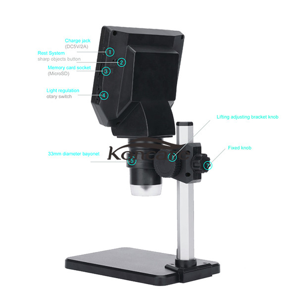 G1000 Digital Electron Microscope 4.3 Inch LCD Display 8MP 1-1000X Continuous Amplification Microscopes Magnifier,please choose the plug European and American regulations