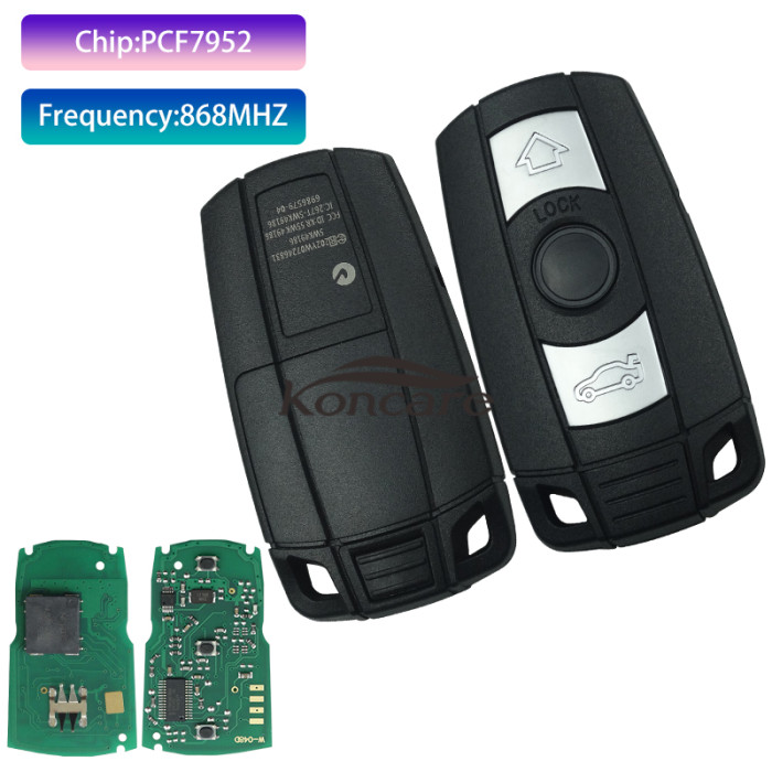 For BMW CAS3 3 button KEYLESS remote key for bmw 1、3、5、6、X5，X6，Z4 series with PCF7952 chip Hitag2+EE 868MHZ 