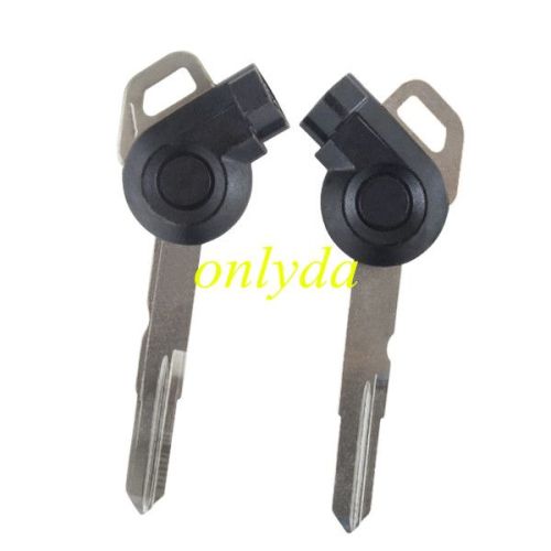 Motorcycle transponder key blank with left blade