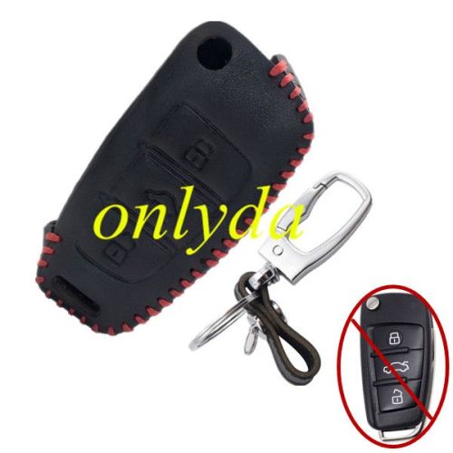 For Audi 3 button key leather case used for Q3 Q7 A3 A1 TT R8