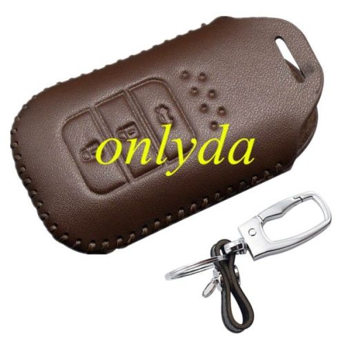 For Honda 3button key leather case for CRIDER, ACCORD, JADE, 2014FIT, VEZE.