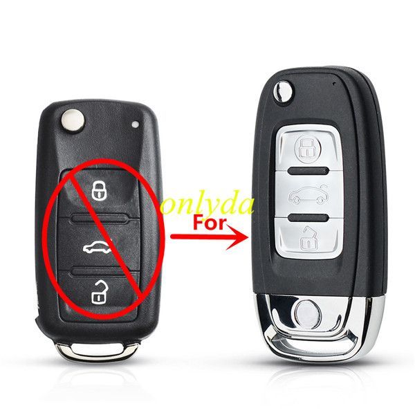 VW 3 button modified remote key blank with HU66 blade