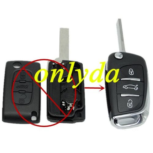 For modified Citroen replacement key shell with 3 button with HU83 blade