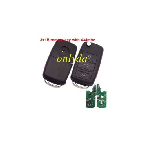 Audi A3 3+1 button remote key with 434mhz use in model 1JO 959753DJ
