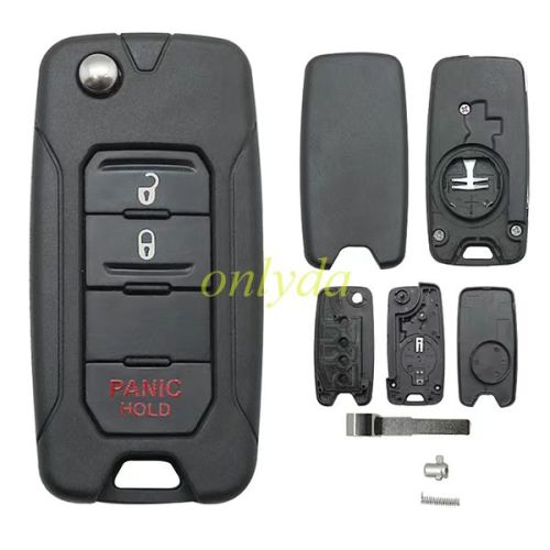 Chrysler Jeep 2+1 button flip remote key blank without logo