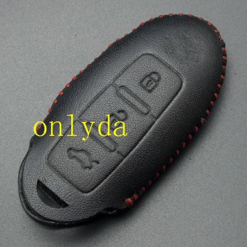 For Nissan 3 button cowhide leather case for Nissan SYLPHY,QASHQAI,TEANA,TIIDA,Black Color