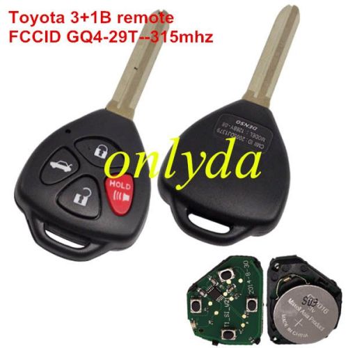 For Toyota 3+1 button remote key with FCCID GQ4-29T USA COROLLA 315mhz 2009-2010 Pontiac Vibe/ Toyota Matrix 2008-2010 Toyota Corrolla
