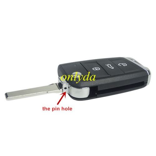 3 button remote key shell with HU66 blade, the pin hole is same as original shell