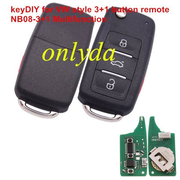 keyDIY brand for VW style 3+1 button keyDIY remote NB08-3+1 Multifunction