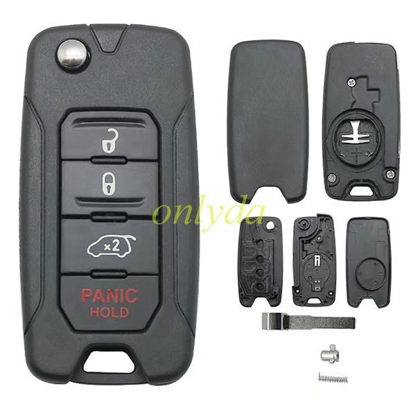 Jeep 3+1 button remote key shell without logo