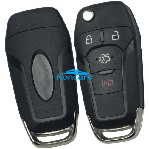 Ford 3+1 button flip remote key shell with Hu101 blade with logo