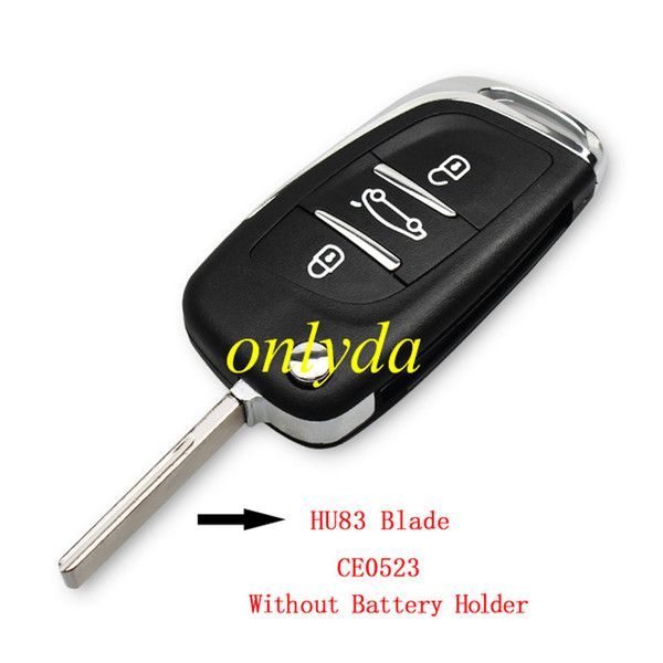 modified replacement key shell with 3 button with HU83 blade Without battery clip