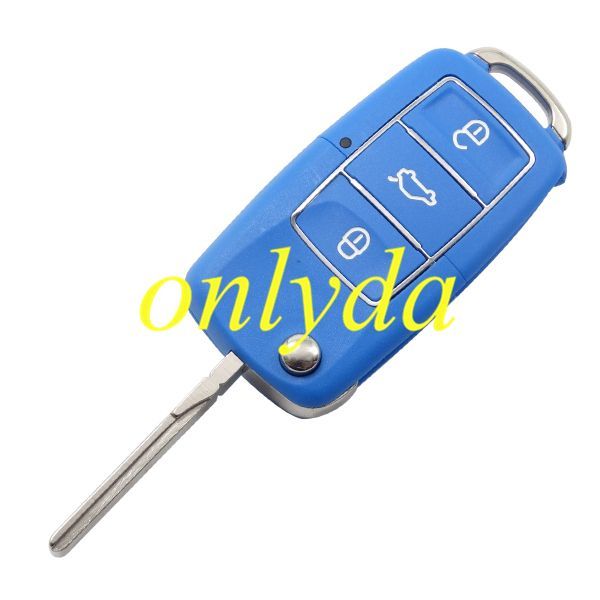 For VW 3 button waterproof remote key blank （blue ）