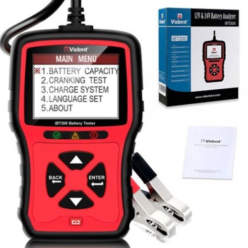 VIDENT iBT200 12V Car Battery Tester Cars Automotive Charger Analyzer 100 to 2000CCA 24V Trucks Vehicle Cranking Scanner Tool
