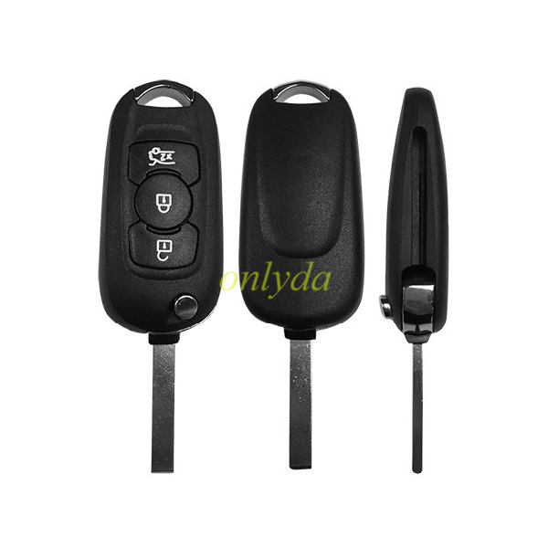 Opel Vauxhall 3 button flip remote key shell with HU100 blade
