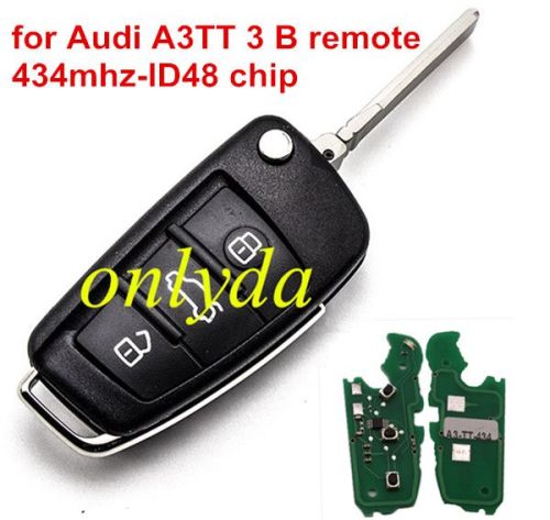 Audi A3TT 3 button remote key with ID48 chip 434mhz HLO DE 8XO 837220D Hella 5F A 010 659 70 204Y11000400