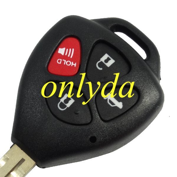For toyota 3+1 button remote key shell with red panic (no )