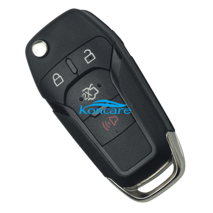 Ford 3+1 button flip remote key shell with Hu101 blade with logo