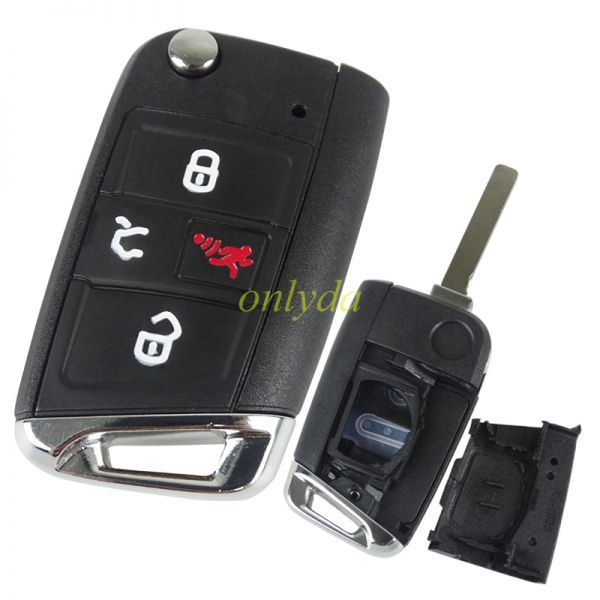 For VW golf 3+1button remote key blank with HU162 blade