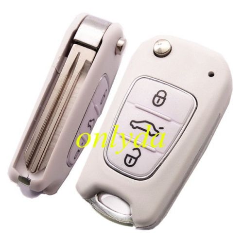 for hyun 3 button flip remote key shell with left blade white color