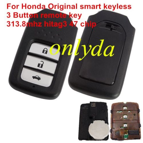 For Honda Original 3 Button smart keyless remote key with 313.8mhz with hitag3 47 chip