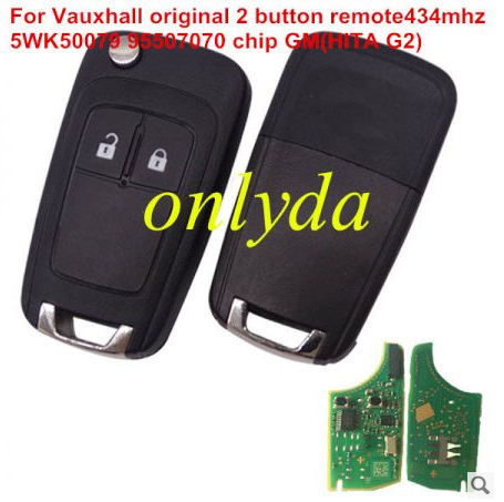 Vauxhall 2 button remote key with 434mhz 5WK50079 95507070 chip GM(HITA G2)