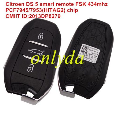 For Citroen DS5 smart remote key FSK 434mhz with PCF7945/7953(HITAG2) chip E1102647 CMIIT ID:2013DP8279