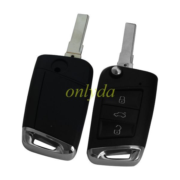 For VW MQB platm 3 button Keyless flip remote key with AES ID48 chip-434mhz & HU66 blade, used T-Cross, ect