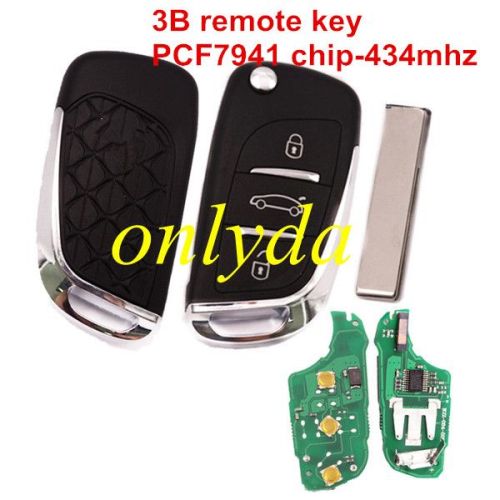 For Citroen DS 3 button remote key with 434mhz FSK model PCF7941 chip