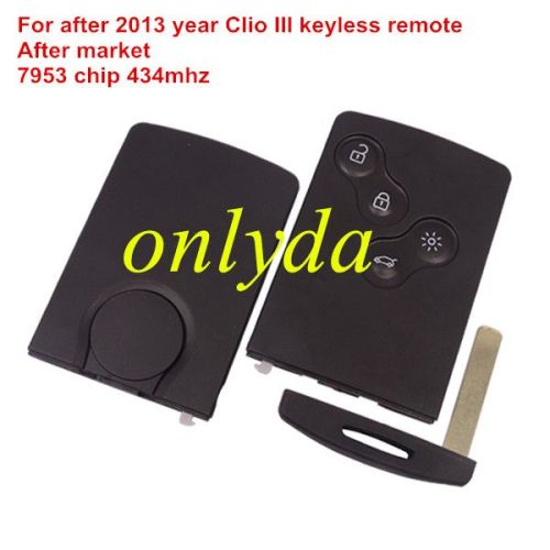 For Renault Clio IV 4 button keyless for after 2013 year car NO BLADE. Chip 7953 chip without