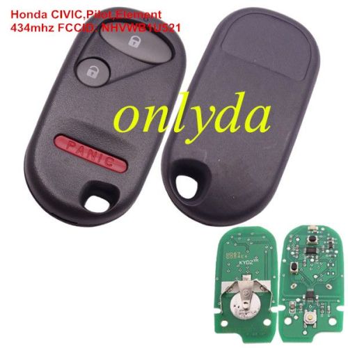Honda CIVIC,Pilot,Element 2+1 button with FCCID NHVWB1U521 with 433MHZ