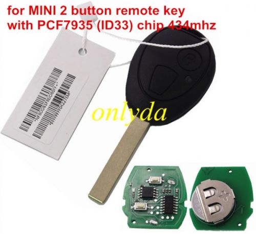 For MINI 2 button remote key with PCF7935 (ID33) chip 434mhz/315mhz