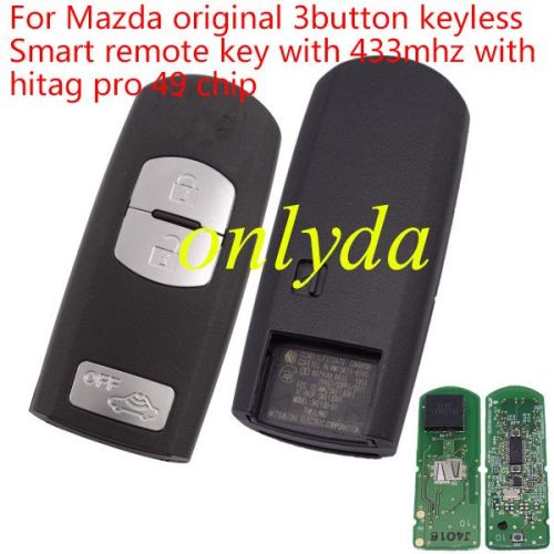 For Mazda 3button keyless Smart remote key with 433mhz -hitag pro 49 chip